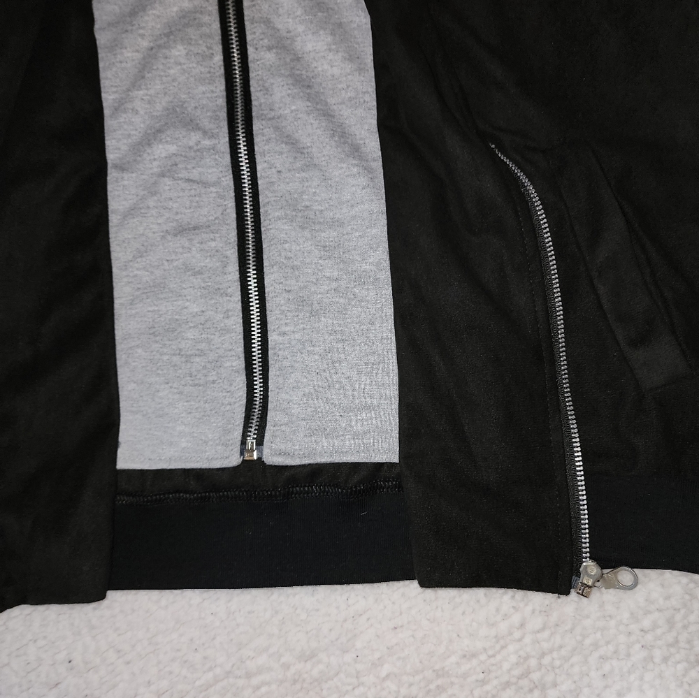 NWT MNML Dolls Kill Grey And Black Double Zip Hooded Jacket - Picture 5 of 16